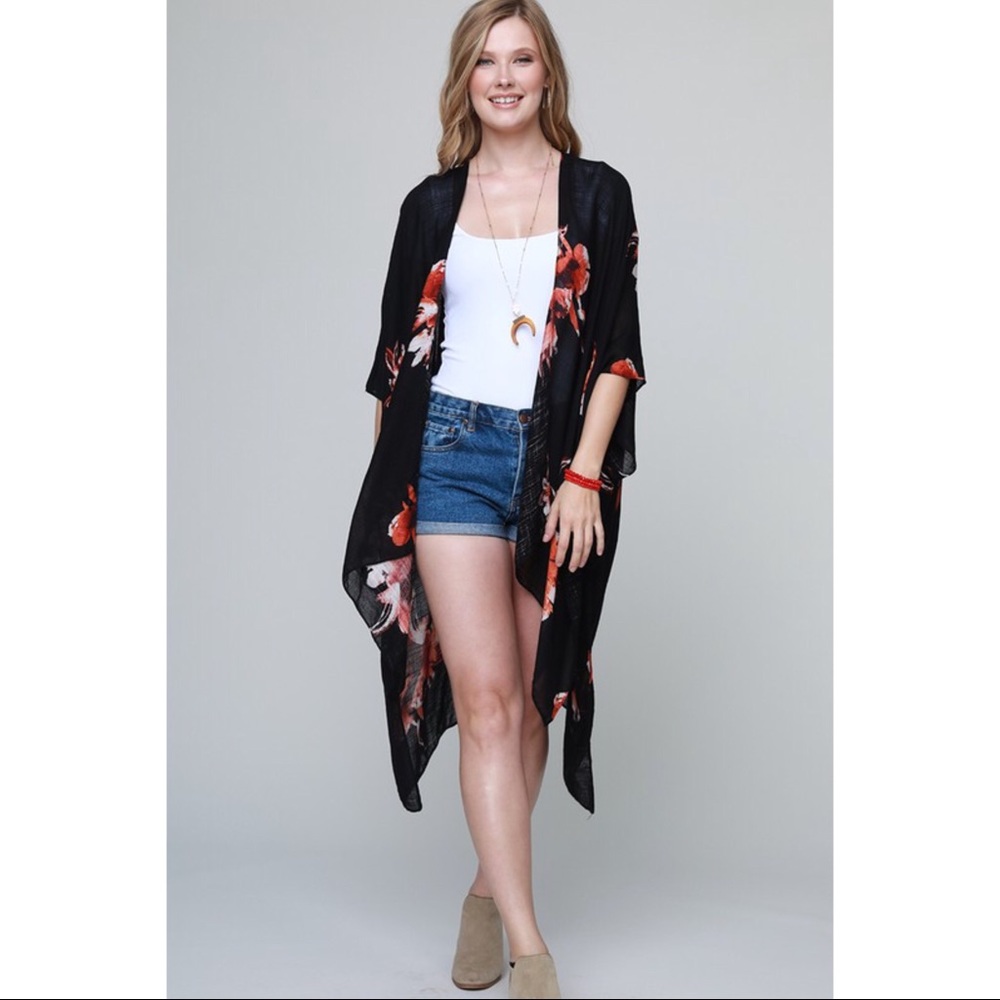 🆕5⭐️High-lo Gorgeous Flower Print Kimono - Picture 8 of 8